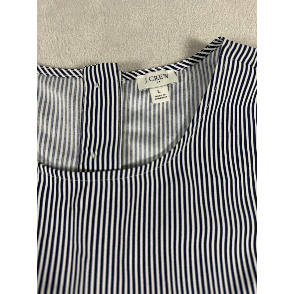 J.Crew Women's Sleeveless Striped Shell Blouse With Back Button Size L - Picture 8 of 16